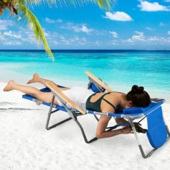 Face Down Folding Beach Chair 3 in 1 Adjustable Recliner with Face Hole