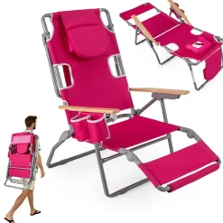 Face Down Folding Beach Chair 3 in 1 Adjustable Recliner with Face Hole
