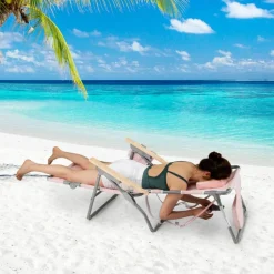 Face Down Folding Beach Chair 3 in 1 Adjustable Recliner with Face Hole