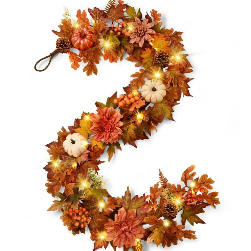 Fall Decorations for Home, Fall Garland for Mantle,Fall Garland with Lights