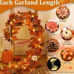 Fall Decorations for Home, Fall Garland for Mantle,Fall Garland with Lights