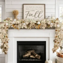 Fall Decorations for Home - 6Ft Autumn Maples Leaf Pumpkin Berry Garland