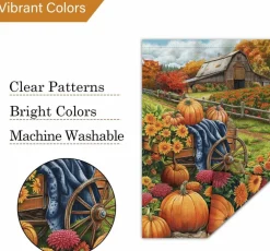 Fall Farmhouse Pumpkin Garden Flag 12x18 Inch Double Sided Burlap Autumn Thanksgiving Yard Banner, Outdoor Porch Lawn Seasonal Home Decoration Flag (Only Flag)