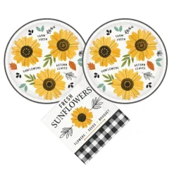 Fall Harvest Market Sunflower Autumn Party Supplies Bundle - Serves 16