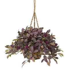 17" Fall Laurel Leaf with Berries Hanging Basket