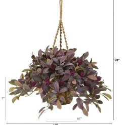 17" Fall Laurel Leaf with Berries Hanging Basket