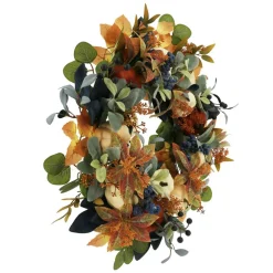 26" Fall Leaves & Blue Berries Wreath by Ashland®