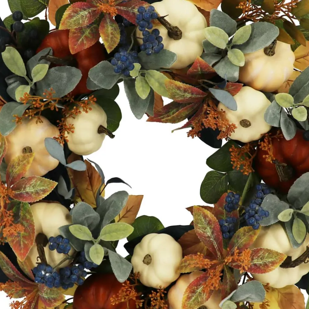 26" Fall Leaves & Blue Berries Wreath by Ashland®