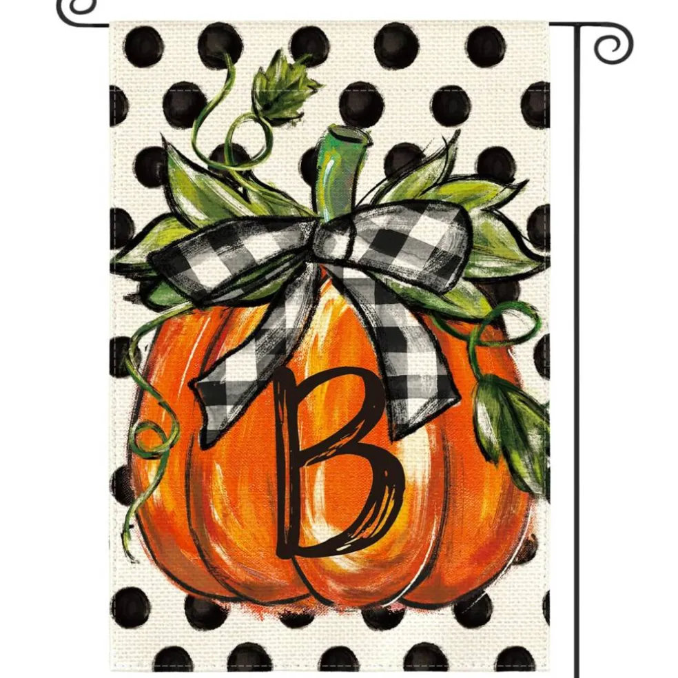 Fall Monogram Letter B Garden Flag 12x18 Inch for Outside