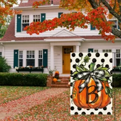 Fall Monogram Letter B Garden Flag 12x18 Inch for Outside
