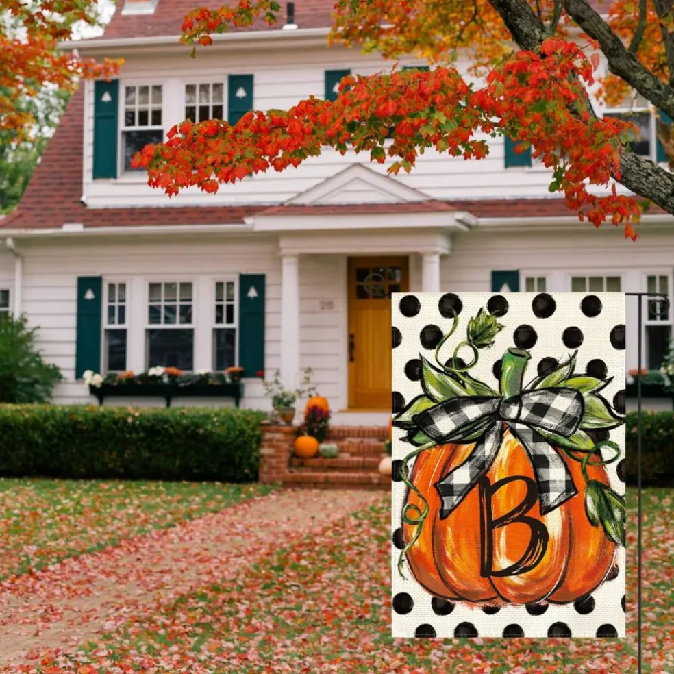 Fall Monogram Letter B Garden Flag 12x18 Inch for Outside