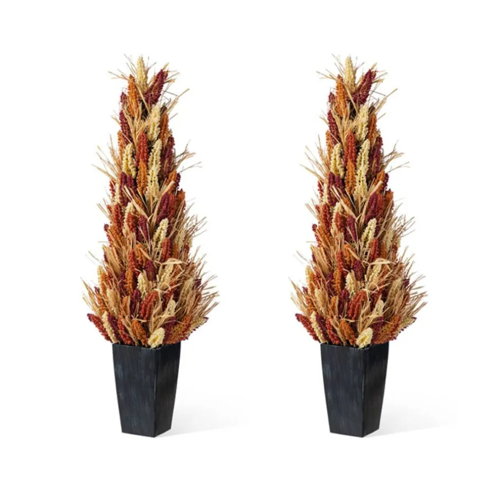 Fall Multi-Colored Sorghum Porch Tree/Garland/Teardrop Set
