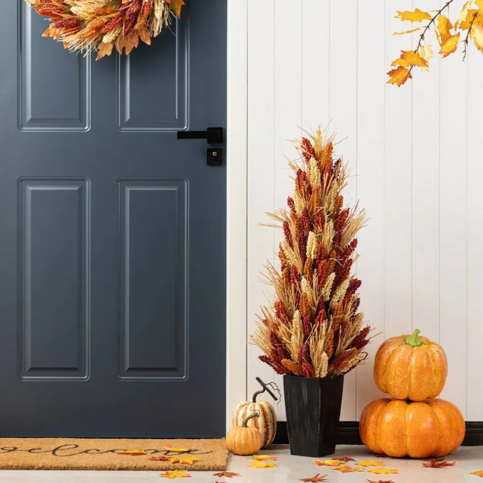 Fall Multi-Colored Sorghum Porch Tree/Garland/Teardrop Set