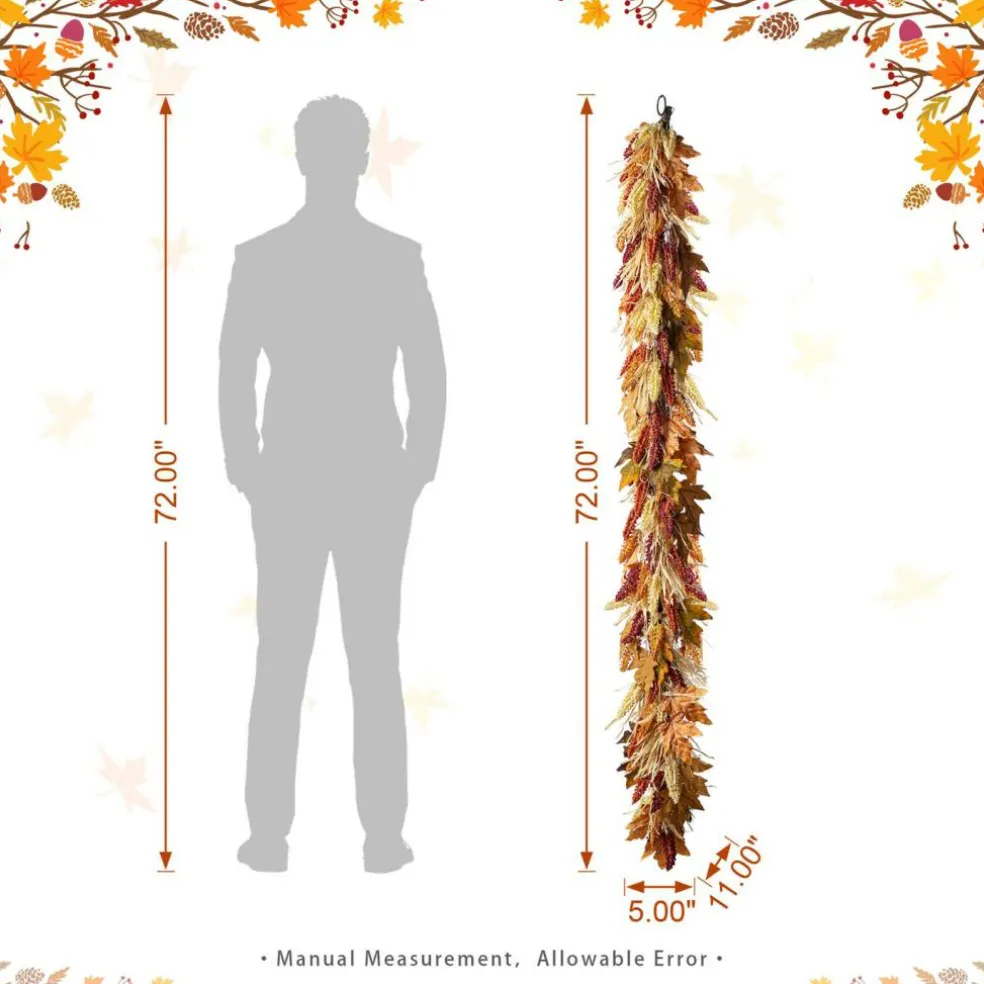 Fall Multi-Colored Sorghum Porch Tree/Garland/Teardrop Set