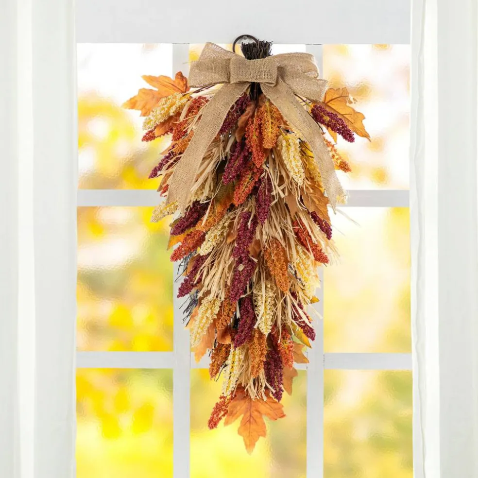 Fall Multi-Colored Sorghum Porch Tree/Garland/Teardrop Set