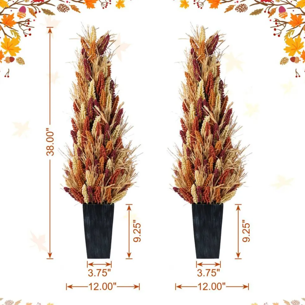 Fall Multi-Colored Sorghum Porch Tree/Garland/Teardrop Set