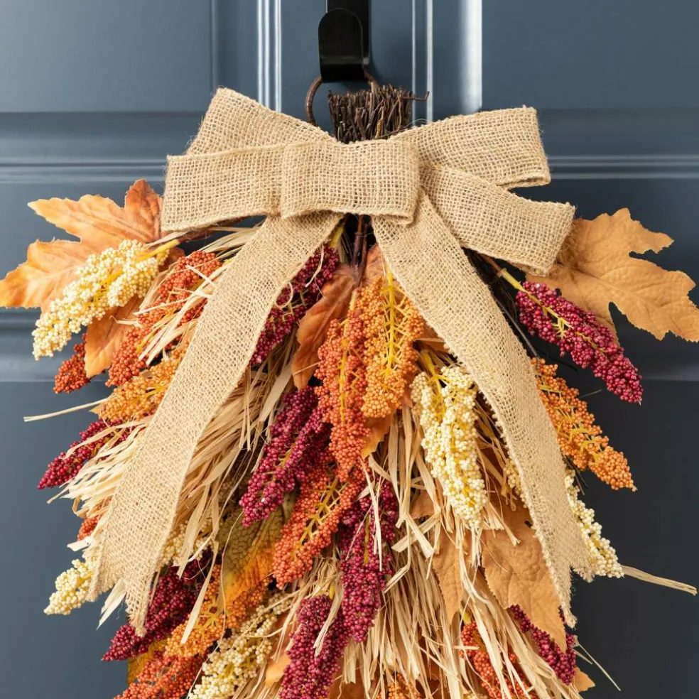 Fall Multi-Colored Sorghum Porch Tree/Garland/Teardrop Set
