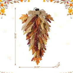 Fall Multi-Colored Sorghum Porch Tree/Garland/Teardrop Set