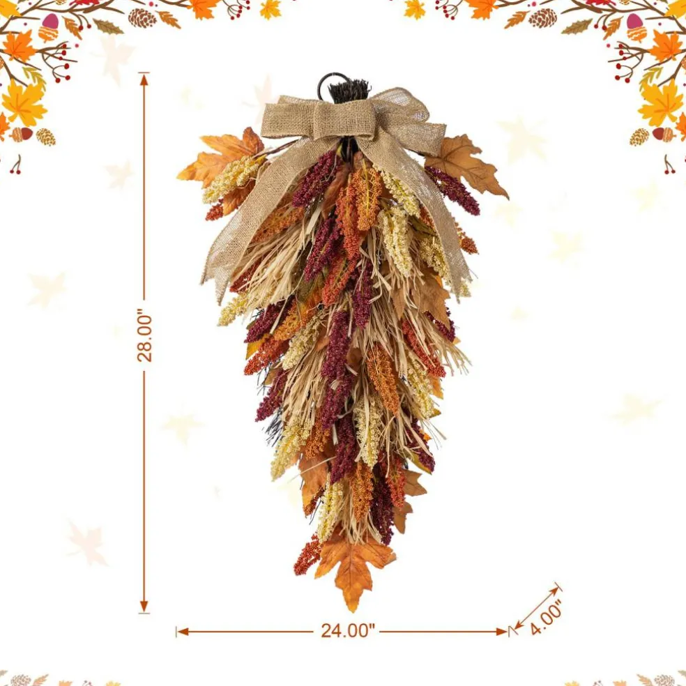 Fall Multi-Colored Sorghum Porch Tree/Garland/Teardrop Set