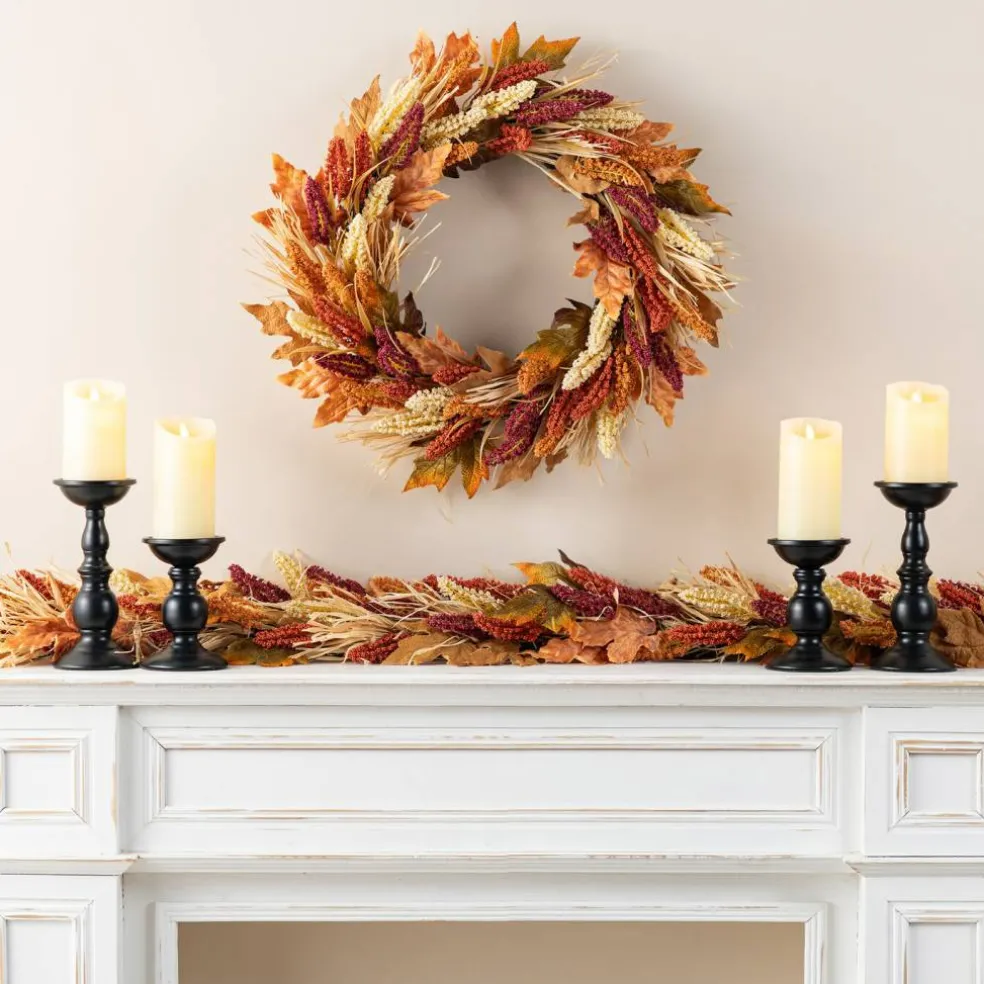Fall Multi-Colored Sorghum Porch Tree/Garland/Teardrop Set