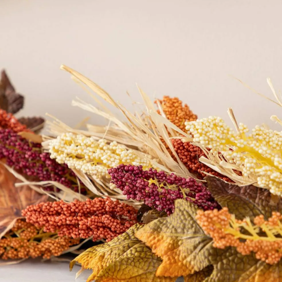 Fall Multi-Colored Sorghum Porch Tree/Garland/Teardrop Set