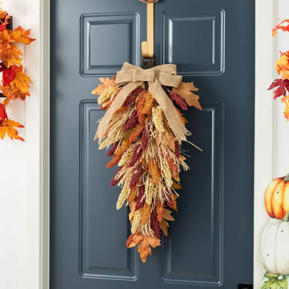 Fall Multi-Colored Sorghum Porch Tree/Garland/Teardrop Set