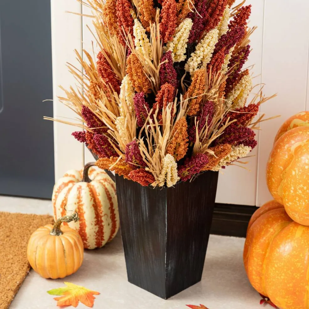 Fall Multi-Colored Sorghum Porch Tree/Garland/Teardrop Set