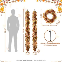 Fall Multi-Colored Sorghum Porch Tree/Garland/Teardrop Set