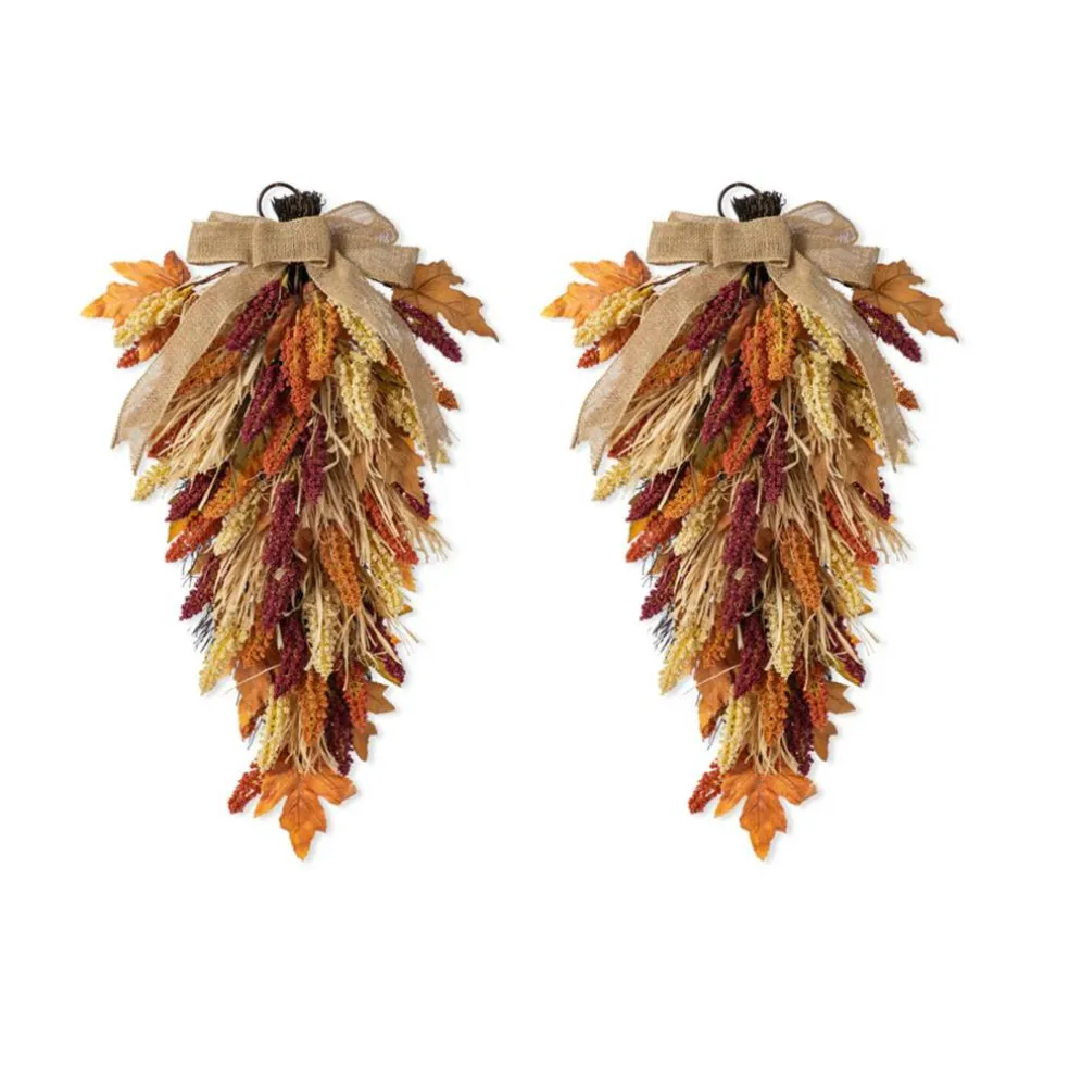 Fall Multi-Colored Sorghum Porch Tree/Garland/Teardrop Set