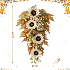 Fall Neutral Sunflower Pumpkin and Leaf Garlands/Porch Trees/Teardrops Set