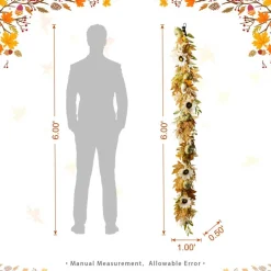 Fall Neutral Sunflower Pumpkin and Leaf Garlands/Porch Trees/Teardrops Set