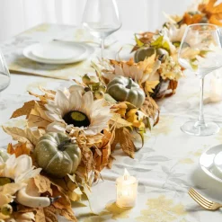 Fall Neutral Sunflower Pumpkin and Leaf Garlands/Porch Trees/Teardrops Set