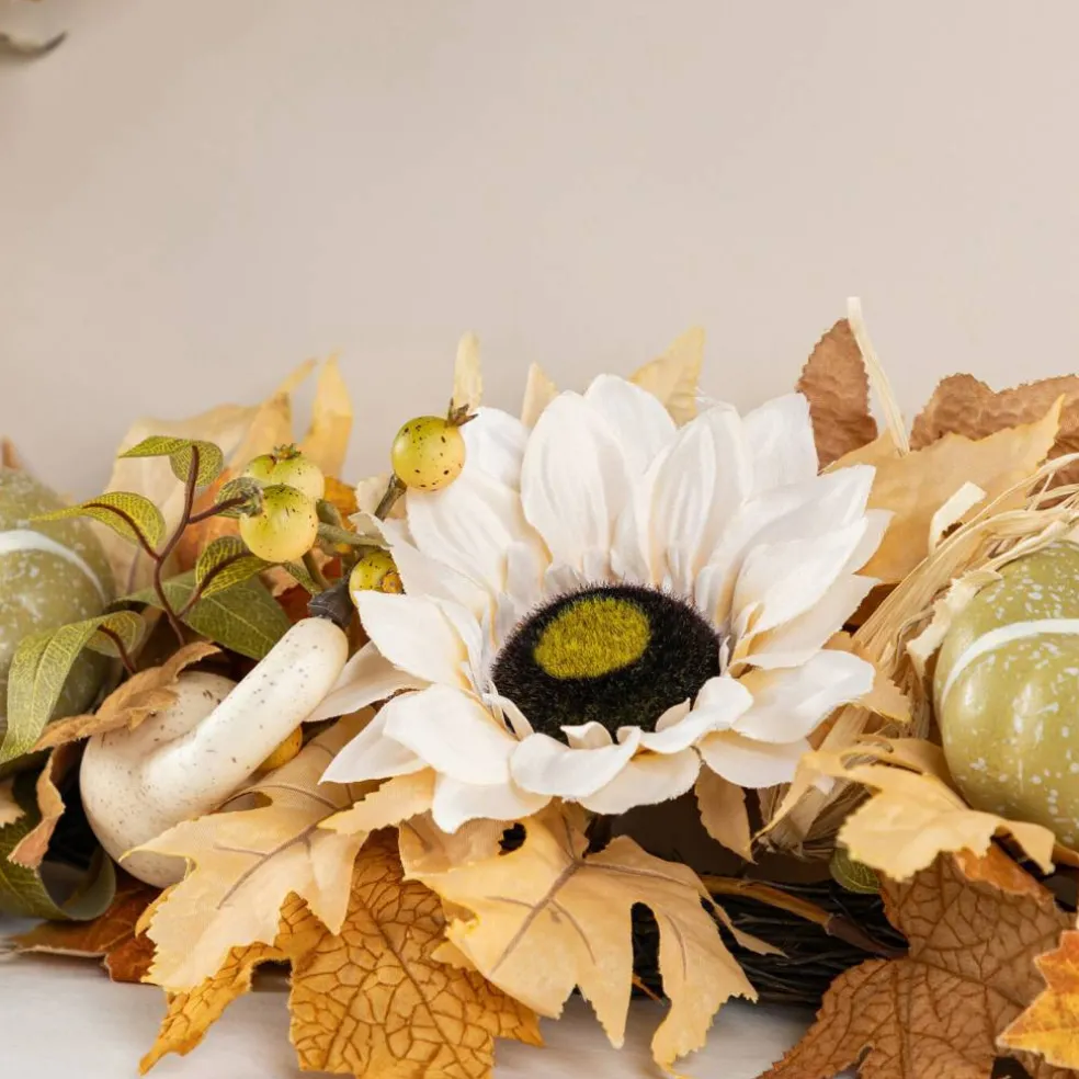 Fall Neutral Sunflower Pumpkin and Leaf Garlands/Porch Trees/Teardrops Set