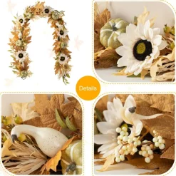 Fall Neutral Sunflower Pumpkin and Leaf Garlands/Porch Trees/Teardrops Set