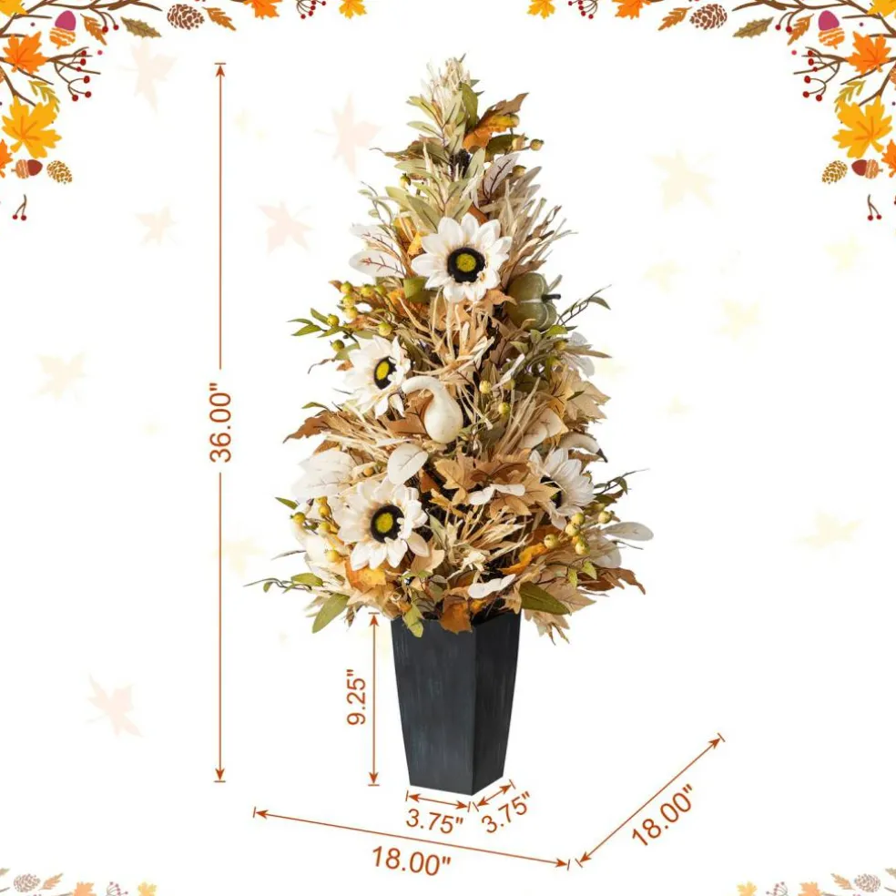 Fall Neutral Sunflower Pumpkin and Leaf Garlands/Porch Trees/Teardrops Set
