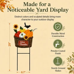 Fall Outdoor Decor Metal Pumpkin Garden Stake 28.7