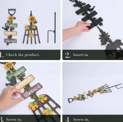 Fall Outdoor Decor Metal Rake Yard Stake 30