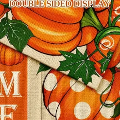 Fall Pumpkin Garden Flag 12x18 Inch, Double-Sided Autumn Thanksgiving Yard Flag, Outdoor Fall House Flag for Lawn, Garden, Porch, Patio & Walkway Décor