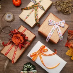Fall Ribbon for Crafts 3/8" x 50 Yards Autumn Thanksgiving Ribbon