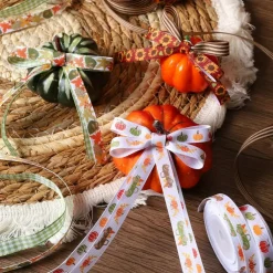 Fall Ribbon for Crafts 3/8" x 50 Yards Autumn Thanksgiving Ribbon