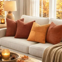 Fall Rust Boho Decorative Throw Pillow Covers for Couch 18x18 Inch