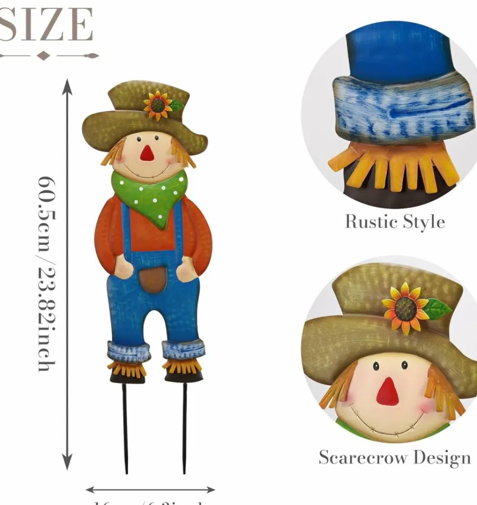 24" Fall Scarecrow Garden Stake Harvest Yard Decor