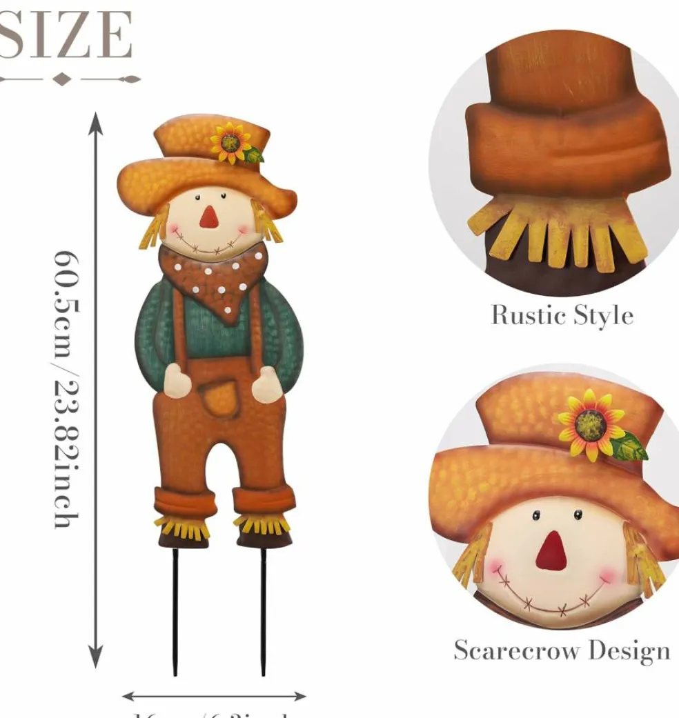 24" Fall Scarecrow Garden Stake Harvest Yard Decor