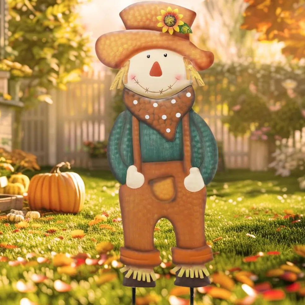 24" Fall Scarecrow Garden Stake Harvest Yard Decor