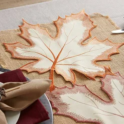 Fall Table Decorations Indoor Décor, Thanksgiving, Table Runner, 14x70, Embroidered Cut Work Leaves