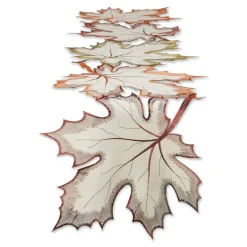 Fall Table Decorations Indoor Décor, Thanksgiving, Table Runner, 14x70, Embroidered Cut Work Leaves