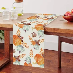 Fall Table Runner Watercolor Pumpkin Autumn Harvest Thanksgiving Table Runners Holiday Dining Room Kitchen Table Party Decoration 13 x 72 Inch