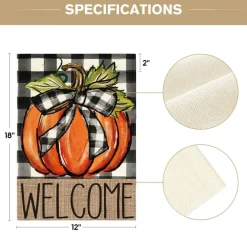 Fall Thanksgiving Pumpkin Welcome Garden Flag 12x18 Inch