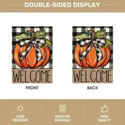 Fall Thanksgiving Pumpkin Welcome Garden Flag 12x18 Inch