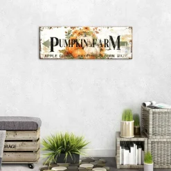 Fall Wall Art Canvas Decor | Rustic Farmhouse Pumpkin Picture for Kitchen, Dining Room & Home | Autumn Thanksgiving Halloween Harvest Painting Sign for Door, Porch, Fireplace & Seasonal Decorations (6 x 17 Inch)